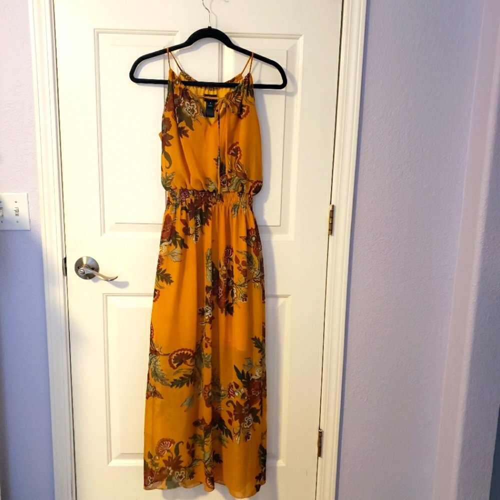 Goldenrod floral print maxi sundress
